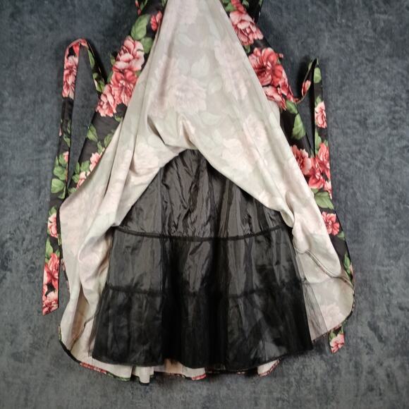 Stella Morgan Dress Size 8 Black Pink Rose Floral Fit Flare Party Cocktail - Picture 7 of 9